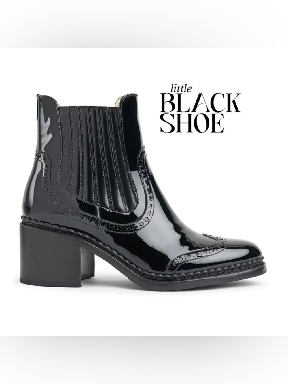 The Office of Angela Scott Patent Leather Wingtip Chelsea Boots - sz 35.5